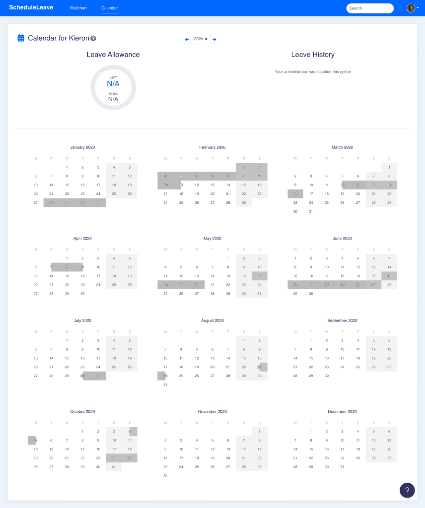 Viewing another users calendar page when leave types have been hidden
