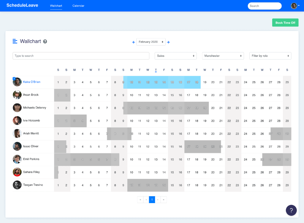Wallchart when leave types have been hidden
