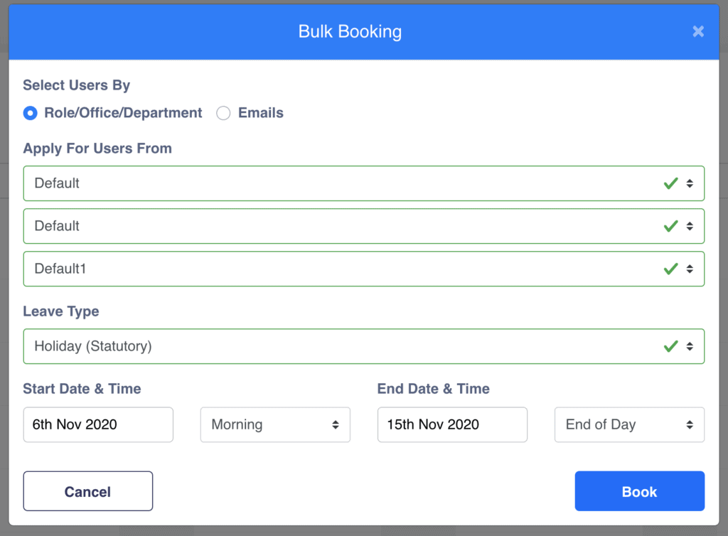 Bulk booking