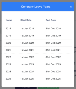 Company leave years